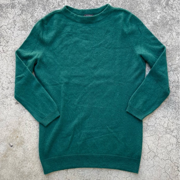 Talbots Pure Cashmere Long Sleeve Crew Neck Sweater Women's Sz M Green Cozy - Picture 1 of 5